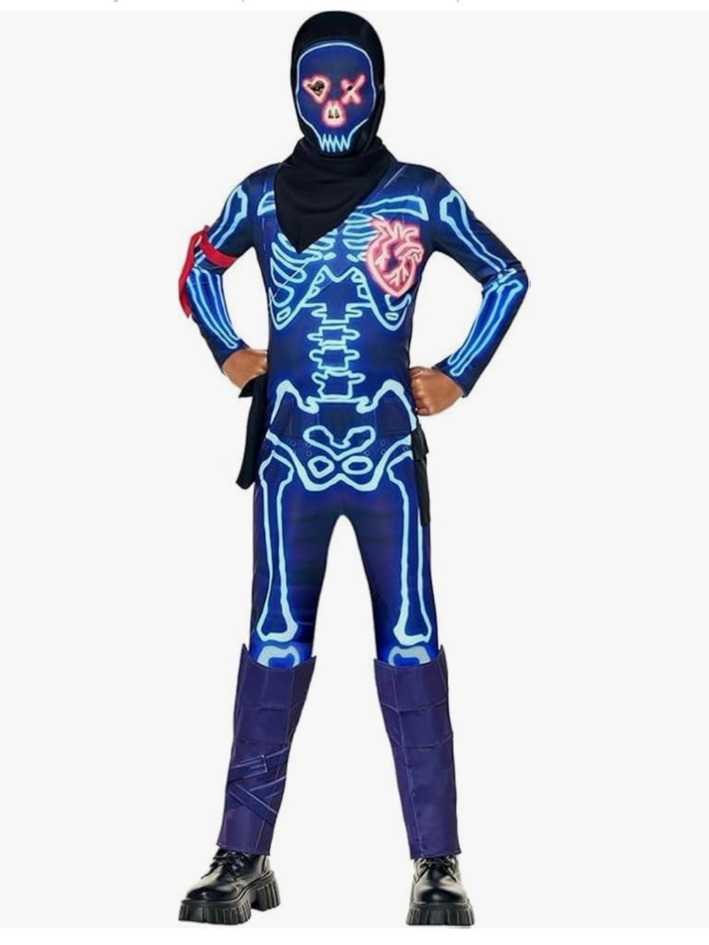 Skull Party Trooper Costume, Fortnite , Child Size Large 10-12,| Officially Lic